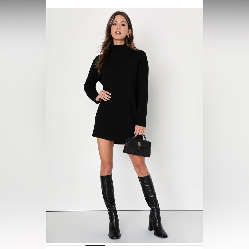 Black Mock-Neck Sweater Dress - Brand